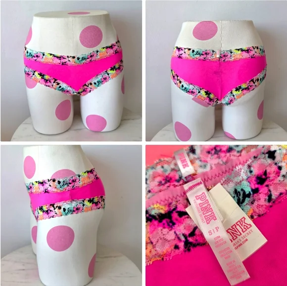 Victoria's Secret PINK VTG Extra Low Rise Cheeky Panty Rainbow Floral Lace NWT - Picture 12 of 13